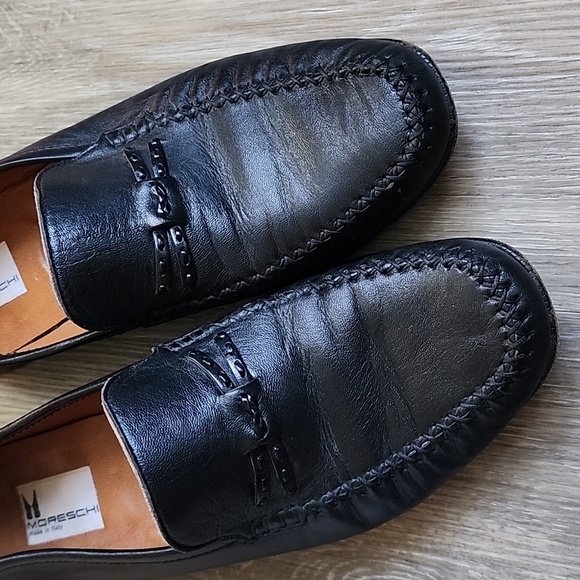Moreschi Black Leather Men's Slip-On Loafers - Picture 12 of 16